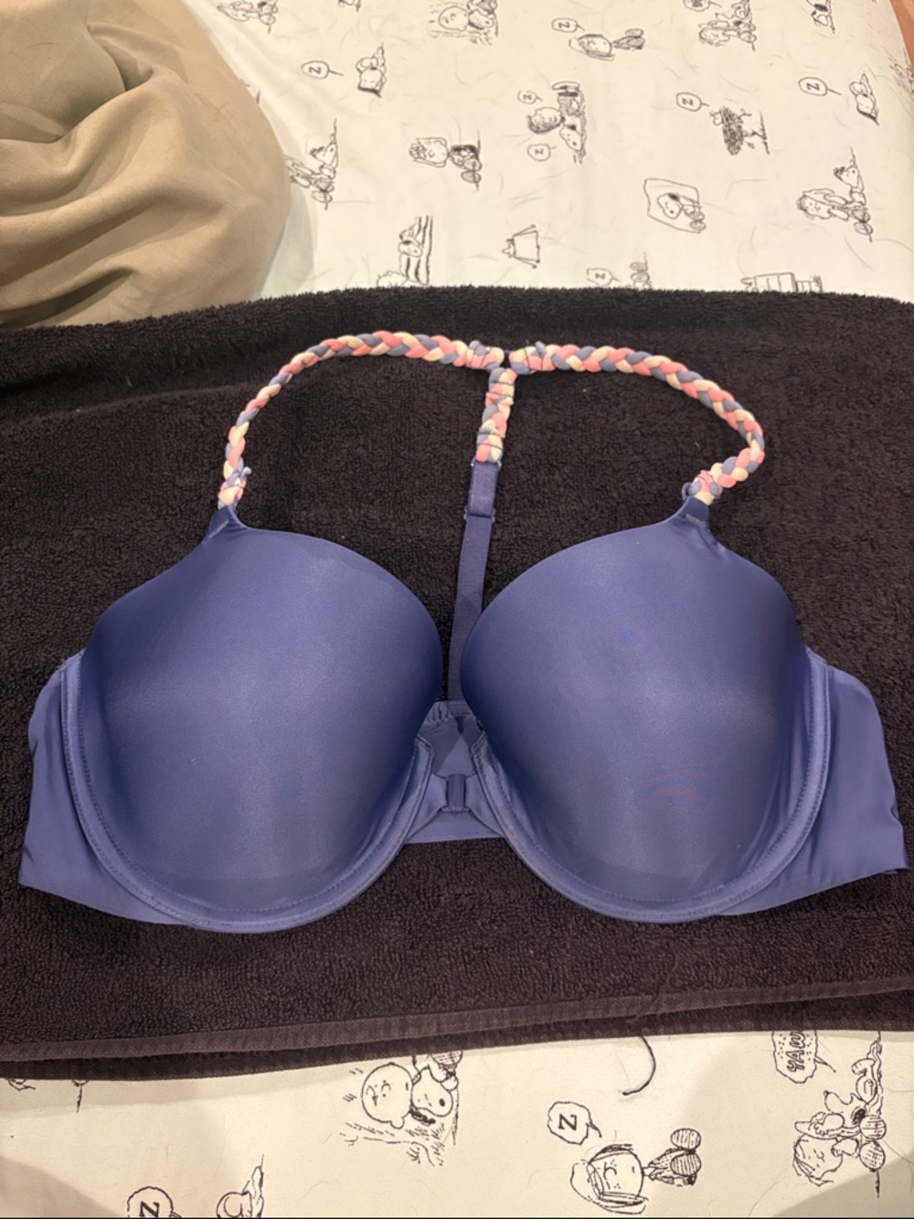 Victoria’s Secret Lightly Lined Racerback Blue Demi Bra 38C